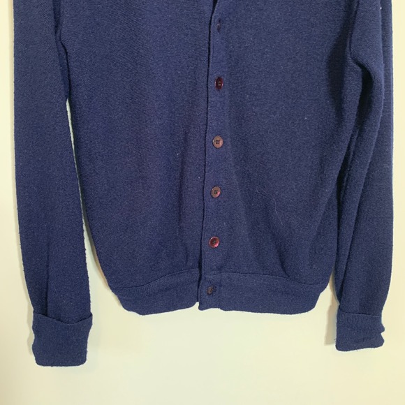 Vintage Lord Jeff Jefflinks Navy Blue Button Cardigan Sweater Made in USA - Picture 5 of 10